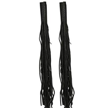 Imagem de Capa para motocicleta resistente Blk Fringe Acelerador de 50,8 cm de couro real para a maioria das Harleys