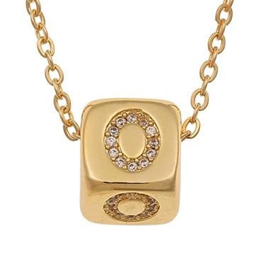 Imagem de LHDUF Colares de Inicial Pequenos para Mulheres, Presentes para Mulheres Fresco Bonito Quadrado Inicial Colar 18K Joias de Ouro para Mulheres, Metal, Sem Pedra Preciosa