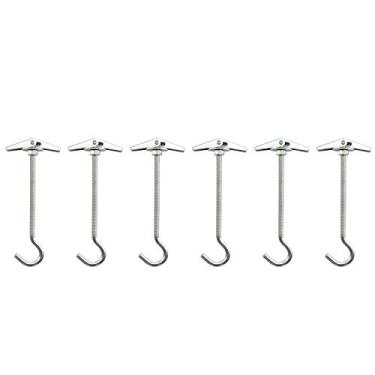 Imagem de JCBIZ 6 peças de ganchos de teto resistentes de aço inoxidável com parafuso de fixação de 4 x 90 mm com porcas de asa para instalação em tijolos pré-fundidos