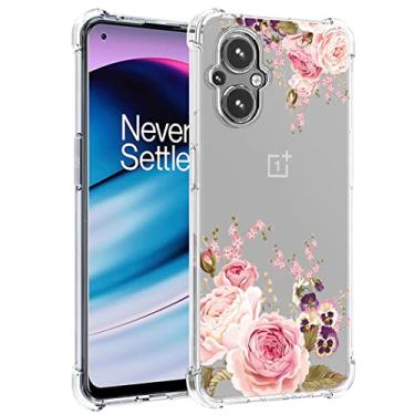 Imagem de Ueokeird Capa de telefone para OnePlus Nord N20 5G, capa OnePlus N20 para meninas mulheres, capa protetora fina à prova de choque transparente padrão floral macio flexível TPU para OnePlus Nord N20 5G 2022 (rosa flor)