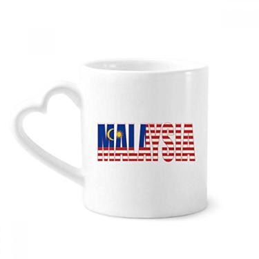 Imagem de Caneca com nome da bandeira do país da Malásia caneca de café cerâmica copo de coração de vidro