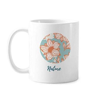 Imagem de Caneca de cerâmica com flor azul laranja para pintura de plantas cerâmica xícara de café e porcelana