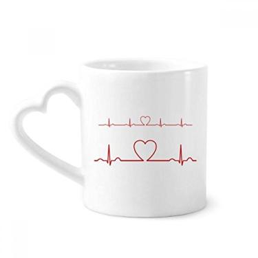 Imagem de Caneca de cerâmica com desenho de coração eletrocardiograma, copo de coração de vidro