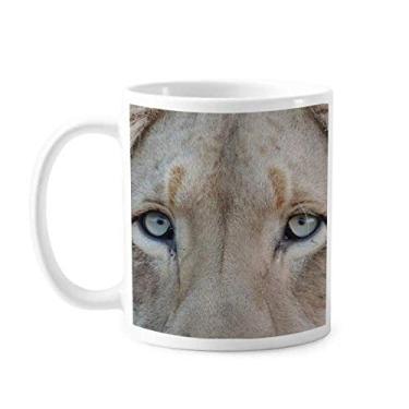 Imagem de Caneca de cerâmica de cerâmica com leão branco de animais selvagens com tema de leão