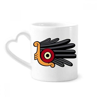 Imagem de Caneca de cocar de penas com desenho de arte abstrata indiana caneca de café cerâmica copo de coração de vidro