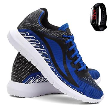 Imagem de Tênis Masculino SPEED Confort Urban Academia + Relógio - Azul - 37