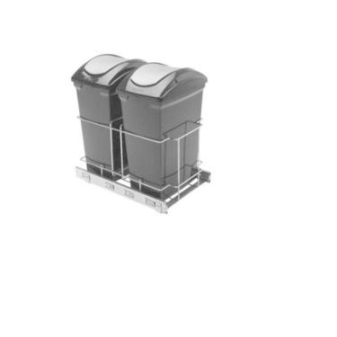 Imagem de Lixeira Para Cozinha Deslizante Dupla Cesto 15 L Preta Giosul