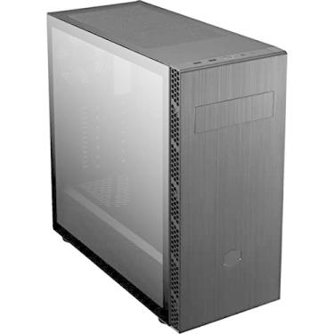 Imagem de Cooler Master Vidro temperado MasterBox MB600L V2 com entradas de malha de torre média ODD Minimalist ATX, painel frontal escovado, brilho hexagonal e cobertura respirável PSU