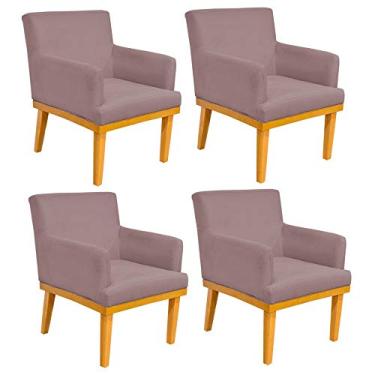 Imagem de Kit 04 Poltronas Decorativa Para Sala de Estar Base Mel Beatriz W01 Suede Rosê - Lyam Decor