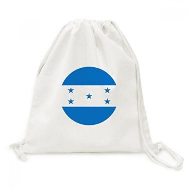 Imagem de Mochila de lona com cordão e símbolo da bandeira nacional de Honduras, bolsa de compras para viagem