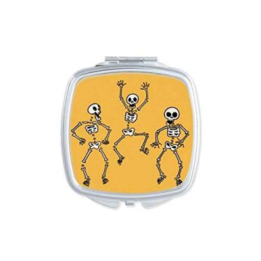 Imagem de Adorável esqueleto de Halloween quadrado portátil compacto bolso maquiagem dupla face vidro