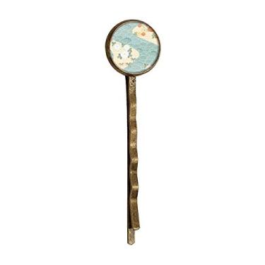 Imagem de Chapéu de cabelo de metal retrô com estampa de folhas de flores japonesas