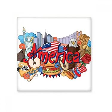 Imagem de Azulejo de cerâmica brilhante Eagle Liberty Burger America grafite pedra adornada tijolo vitrificado