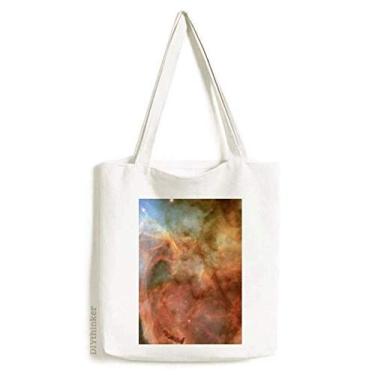 Imagem de Bolsa de lona azul nebulosa marrom nuvens bolsa de compras casual bolsa de mão