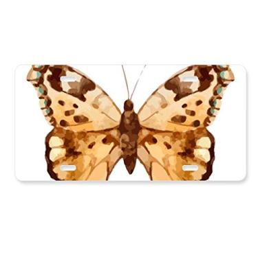 Imagem de DIYthinker Placa de licença borboleta com asas marrons Decoração de aço inoxidável para automóvel