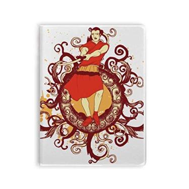 Imagem de Caderno de ilustração de espada Samurai vermelho japonês, capa de goma para diário de capa macia
