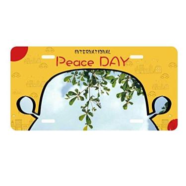Imagem de DIYthinker Placa de licença de folhas verdes céu azul etiqueta decoração de carro dia da paz