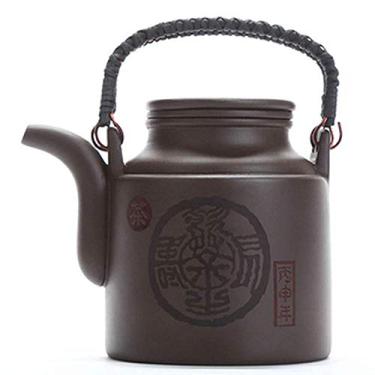 Imagem de Conjunto de chá de argila chinesa roxa com cabo de filtro Kung Fu Zisha, chaleira pintada à mão
