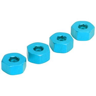 Imagem de Adaptador hexagonal para cubo de roda, combinação hexagonal com estabilidade ecológica com parafusos de fixação para usuários de carros de controle remoto para caminhões WPL D12 1/10 RC (azul B)