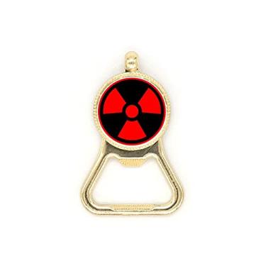 Imagem de Chaveiro de aço inoxidável vermelho perigoso com símbolo de radiação tóxica checal abridor de tampa de cerveja