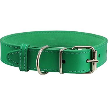 Imagem de Coleira de couro genuíno para cães verde 7 tamanhosDogs My Love 14"-17.5" Neck; 1" Wide verde VOL-SPR-COL.25-8