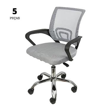 Imagem de Conjunto com 5 Cadeiras Office Tok Baixa Cinza com Base Rodízio