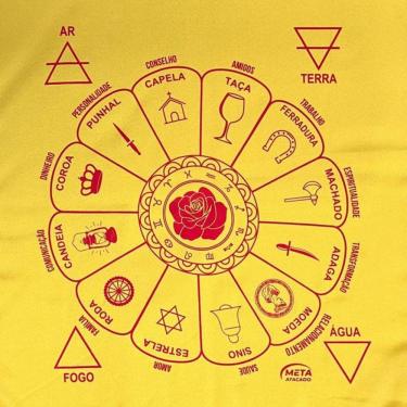 Imagem de Toalha Tecido Jogo De Cartas Cigana 70 X 70 Cm Amarela