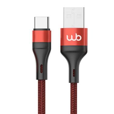 Imagem de WB Cabo USB-A e USB-C 1 metro 30W Vermelho nylon trançado compatível com Android