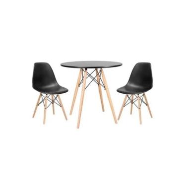 Imagem de Kit - Mesa Redonda Eames 70 Cm Preto + 2 Cadeiras Eiffel Dsw Preto