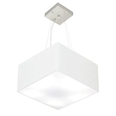 Imagem de Lustre Pendente Quadrado Cúpula Tecido 21/35x35 cm, Vivare Iluminação, Pendente4005 BR, Branco, Pequeno