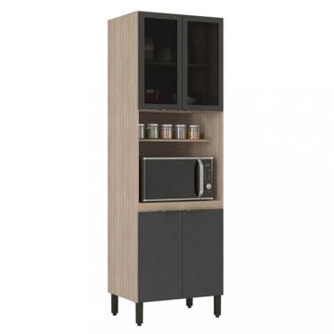 Imagem de Paneleiro Torre Quente 4 Portas Vidro Firenze Demóbile - Avena/Grafito
