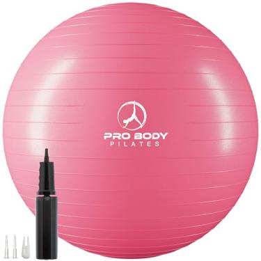 Imagem de ProBody Pilates Bola de exercício bola bola de ioga, cadeira de bola de estabilidade de vários tamanhos, bola de parto de grau de ginástica para gravidez, fitness, equilíbrio, treino em casa, escritório e fisioterapia (rosa, 55 cm)