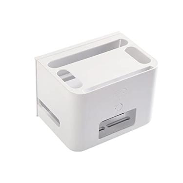 Imagem de AOKLEY Caixa de gerenciamento de cabos organizador de cabos e rack de roteador fonte de alimentação tomada de TV protetor de tira de energia placa de plugue caixa de armazenamento de cabo para área de escritório doméstico caixa de armazenamento de fio (cor: B)