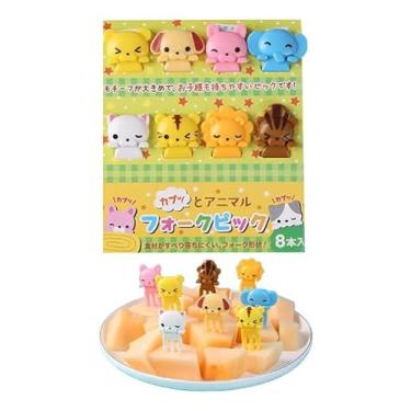 Imagem de Mini Garfinhos Palitinhos Infantil Crianças para Petiscos, Lanches e Lancheiras Para Frutas. FORMATO: ANIMAIS ALE - 8pçs