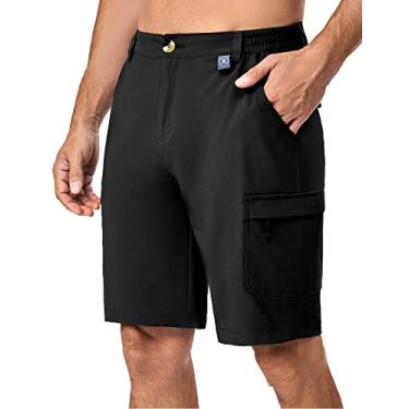 Imagem de Little Donkey Andy Bermuda cargo masculina de secagem rápida de 25 cm, elástica, leve, para caminhadas ao ar livre, FPS 50, preto, tamanho PP