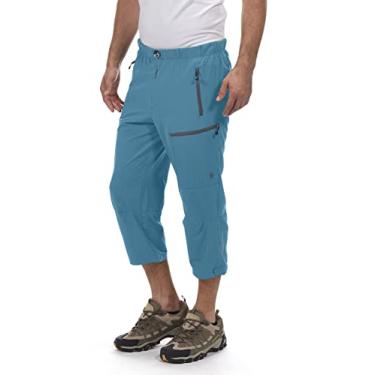 Imagem de Little Donkey Andy Bermuda capri masculina de secagem rápida 3/4, leve, para caminhadas, pesca, viagem, casual, ardósia, 3GG