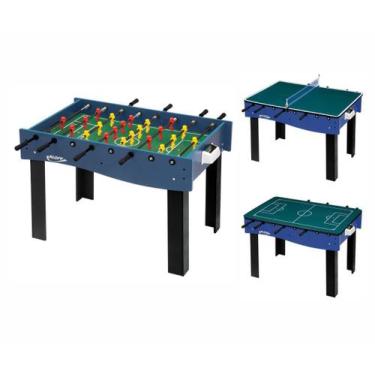 Imagem de Mesa Multi Jogos 3 X 1 Pebolim, Ping Pong E Futebol De Botão Klopf 105