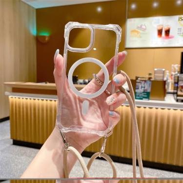 Imagem de Capa de telefone com alça transversal transparente para iPhone 11 12 13 14 Pro Max 15Plus Mini XS XR 7 8 Capa de corda de cordão, X2, para iPhone 12 Pro