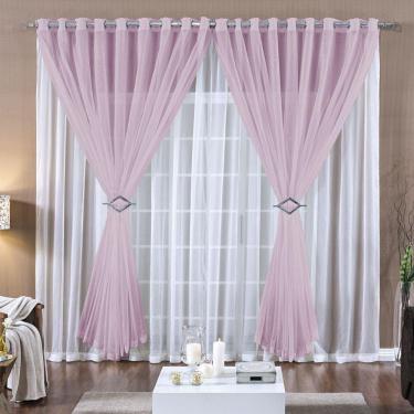 Imagem de Cortina 2 Mts Voal Sala Quarto Para Varão Barata Rosa