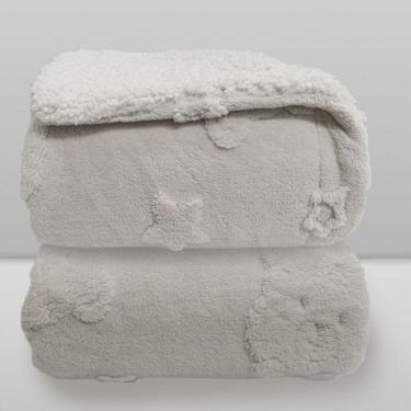 Imagem de Cobertor Urso Relevo Sherpa Cinza - Laço Bebê