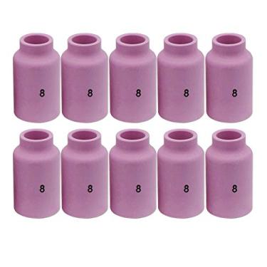 Imagem de TIG Bocais de alumina copo de proteção de cerâmica 54N14#8 Φ1/5.1 cm para DB PTA SR WP 17 18 26 TIG Tocha de soldagem 10 unidades (54N14#8)