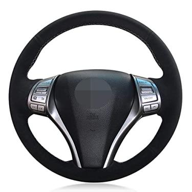 Imagem de Capa de volante de carro confortável antiderrapante costurada à mão preta, apto para Nissan Teana Altima 2013 a 2018 X Trail Qashqai 2014 a 2018 Rogue 2014 a 2016 Pulsar 2015 a 2018