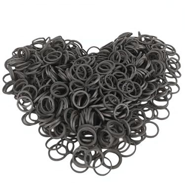 Imagem de Mini faixas de borracha Jianyi, pacote com 1200, faixas elásticas premium, tiras de cabelo pequenas antiderrapantes para crianças, auditórios, rabos de cavalo e tranças – Preto