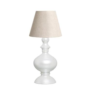 Imagem de Abajur Imperial P Com Cúpula De Tecido Decoração Cerâmica Pérola