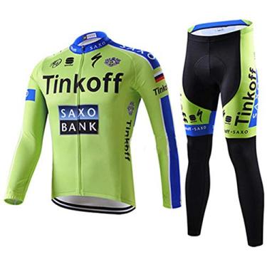 Imagem de Ternos de ciclismo masculinos - calça respirável acolchoada 3D + conjunto de roupas de bicicleta de manga inteira, azul 1, 2GG