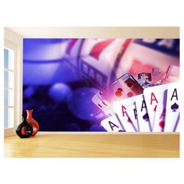 Imagem de Papel De Parede 3D Salão De Jogos Cartas Poker 3,5M Jcs38