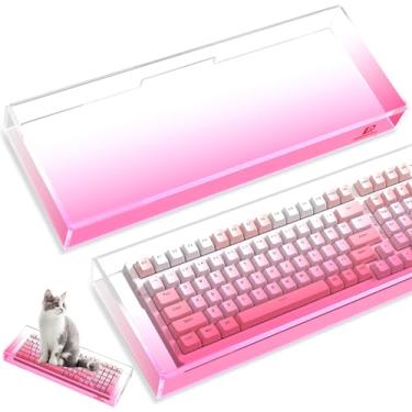 Imagem de ZIYOU LANG KC04 Capa de teclado transparente de acrílico (17,4 * 6,5 * 1,89'') com capa protetora à prova de poeira,à prova d'água,anti-impacto e anti-gato para teclado mecânico de 94/96/98tecla-Rosa