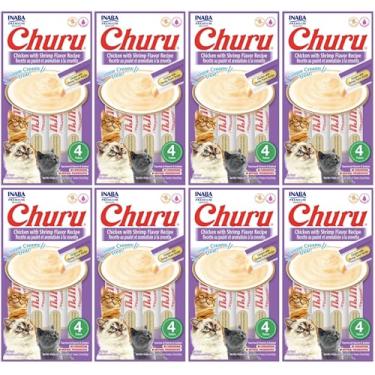 Imagem de Kit 08 Churu Petisco Para Gatos Vários Sabores Escolher Inaba - 32 Tubetes (Kit 8 (32 Tubetes), Frango com Camarão)