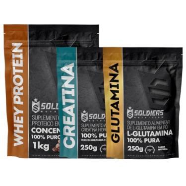 Imagem de Kit: Whey Concentrado 1kg + Creatina Monohidratada 250g + Glutamina 250g - 100% Importado - Soldiers Nutrition Sabor:Moc