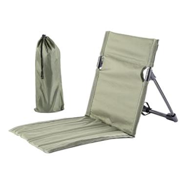 Imagem de MERIGLARE Cadeira de praia com apoio traseiro, cadeira dobrável almofada de assento almofada de assento cadeira de estádio para eventos esportivos viagem de, tubo de ferro verde